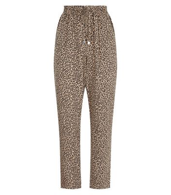 Image of Brown Animal Print Joggers New Look