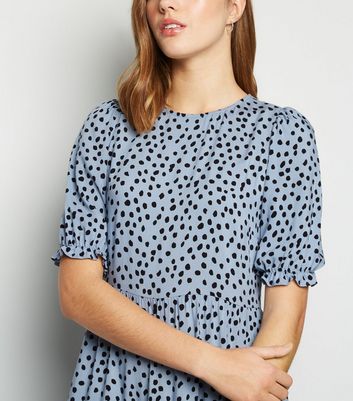 new look blue spot midi dress