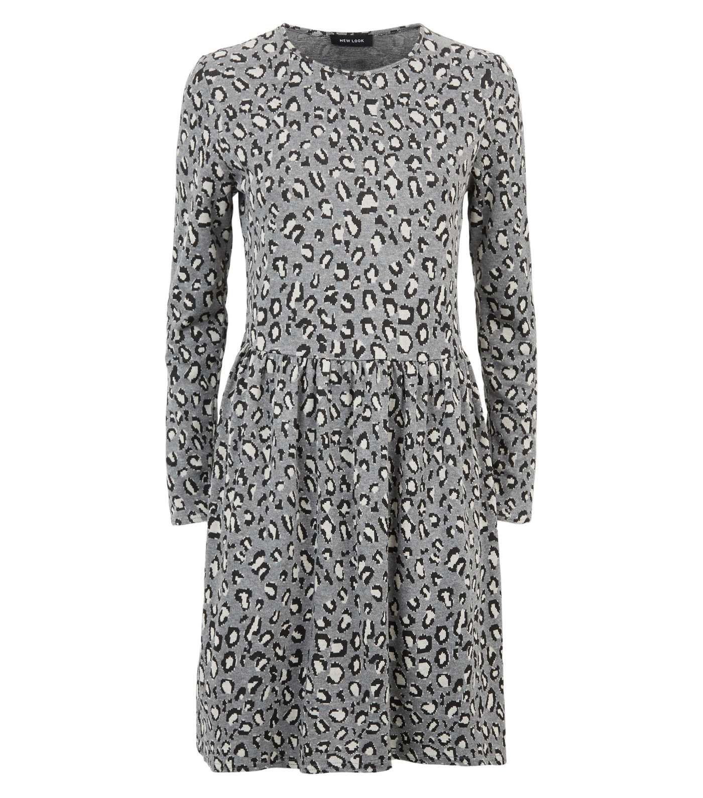Light Grey Leopard Jacquard Mini Dress Image 4