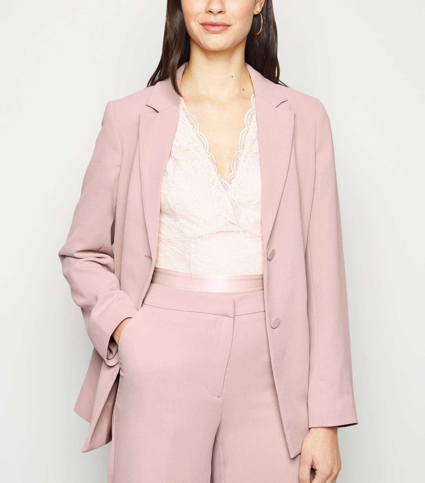 Pale Pink Belted Suit Blazer  Image 5