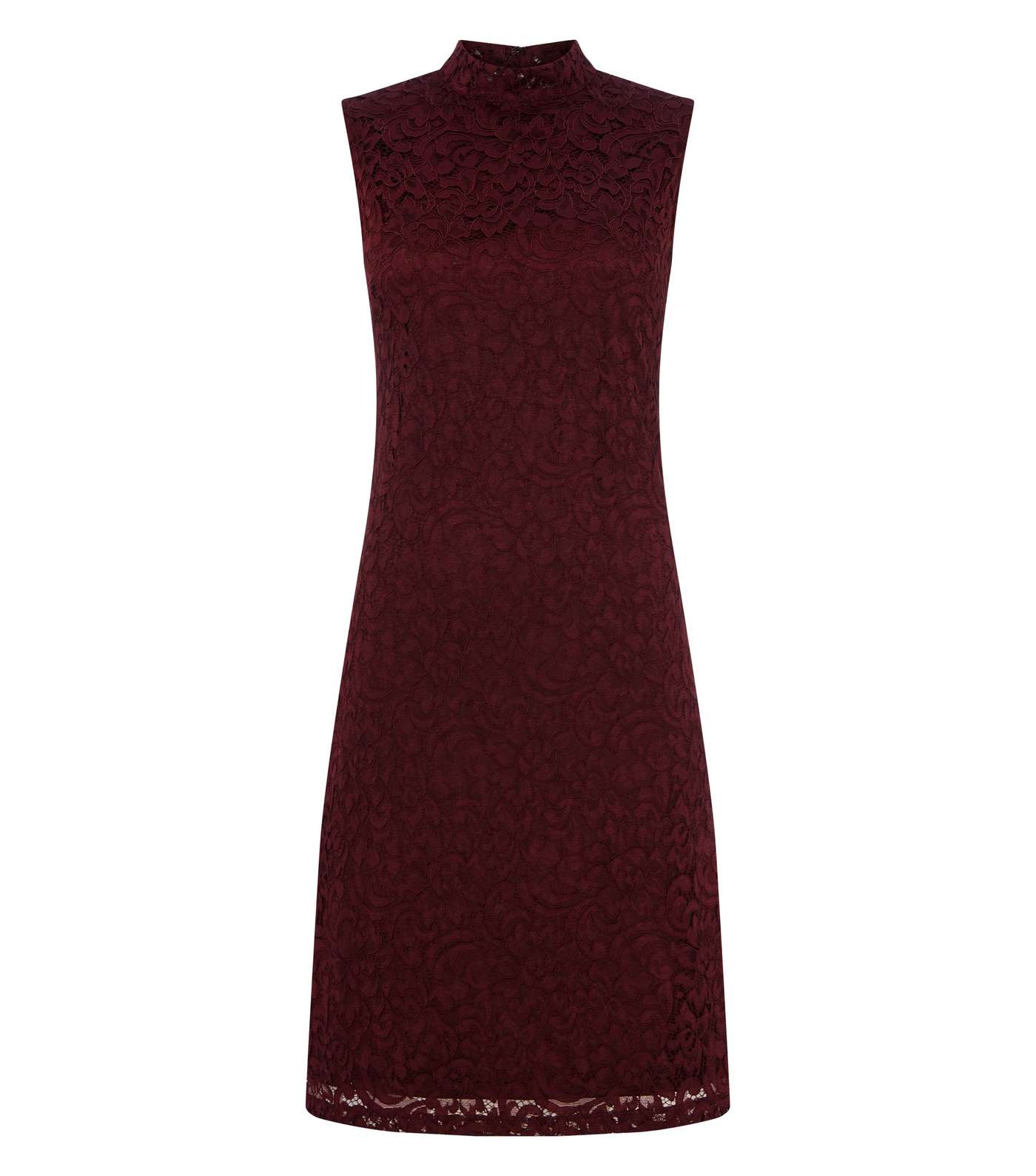StylistPick Burgundy Lace High Neck Dress Image 4