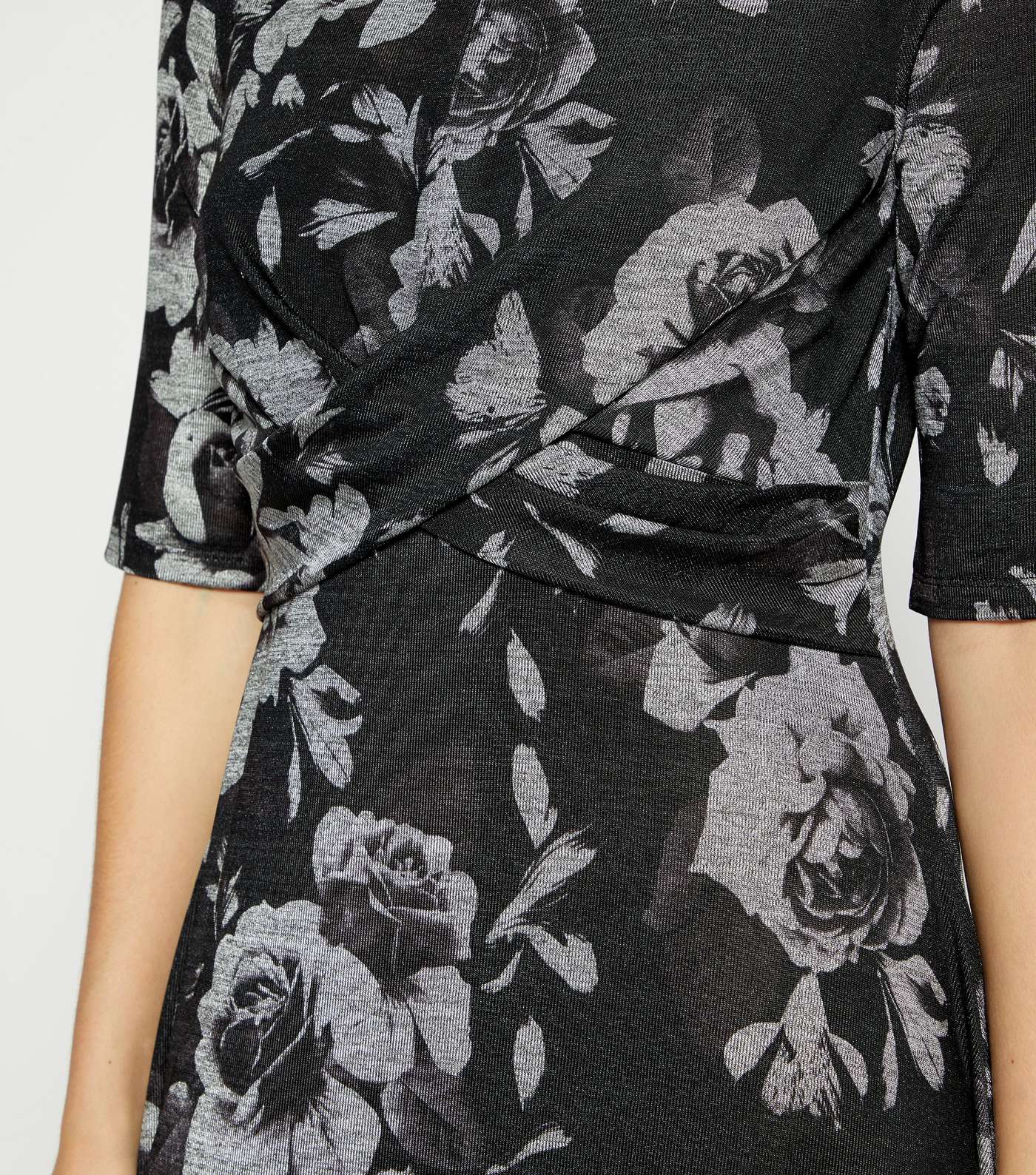 StylistPick Black Floral Cross Wrap Dress Image 5
