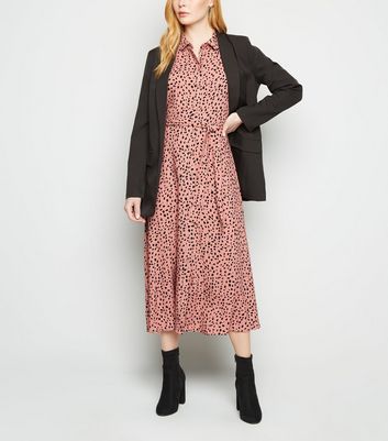 pink spot midi dress