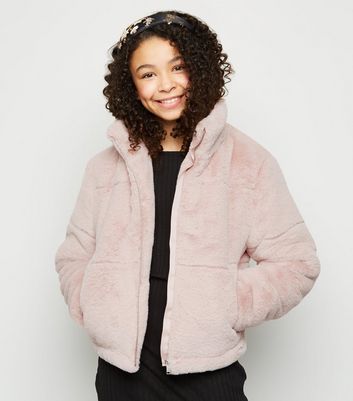 new look teddy coat pink