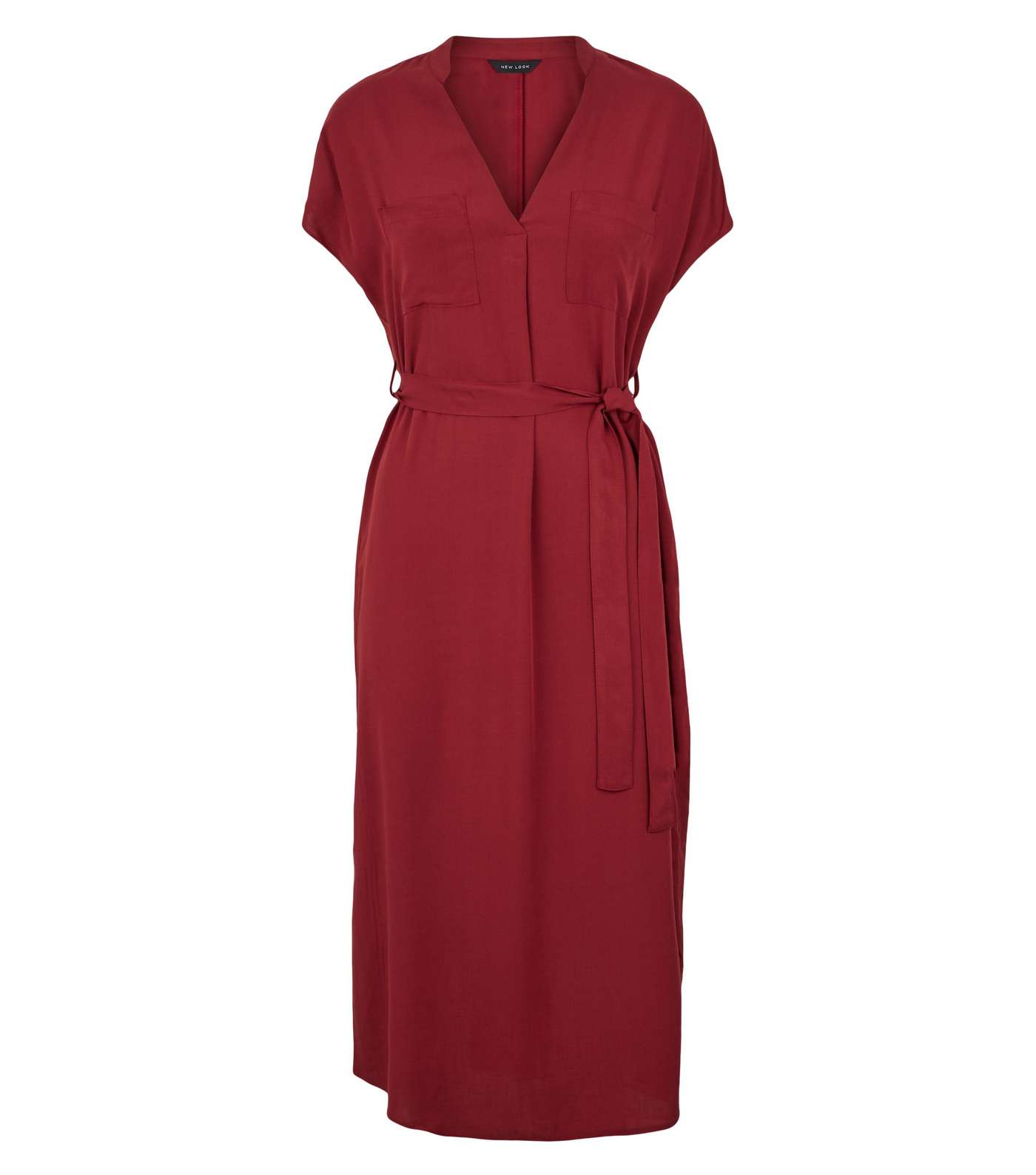 Burgundy Collared Midi Tunic Dress Image 4
