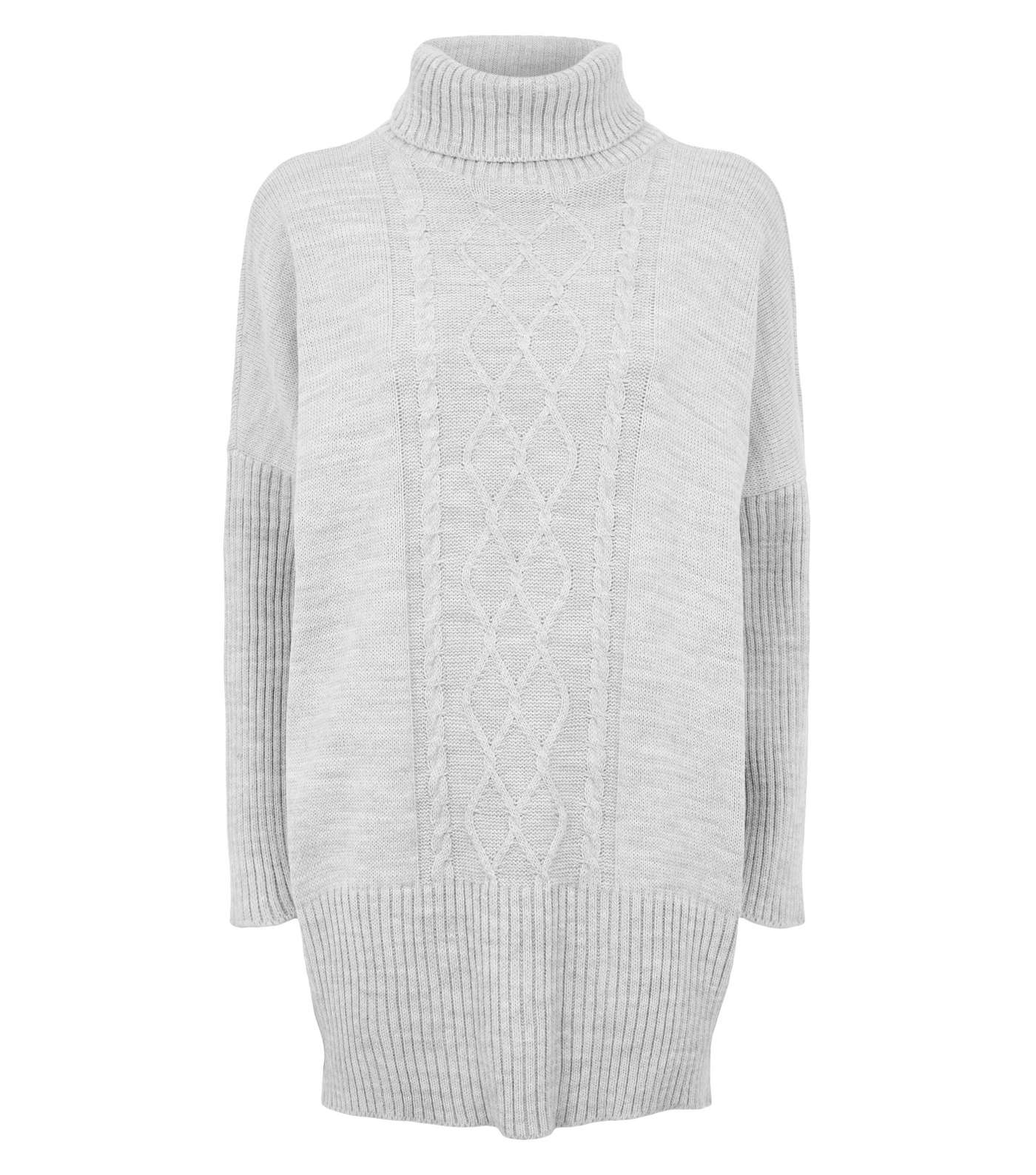 Cameo Rose Grey Cable Knit Jumper Dress Image 4