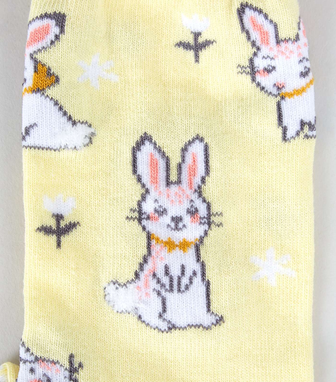 Pale Yellow Bunny Rabbit Print Socks Image 3