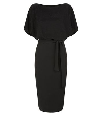 black batwing midi dress