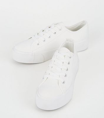new look white platform trainers