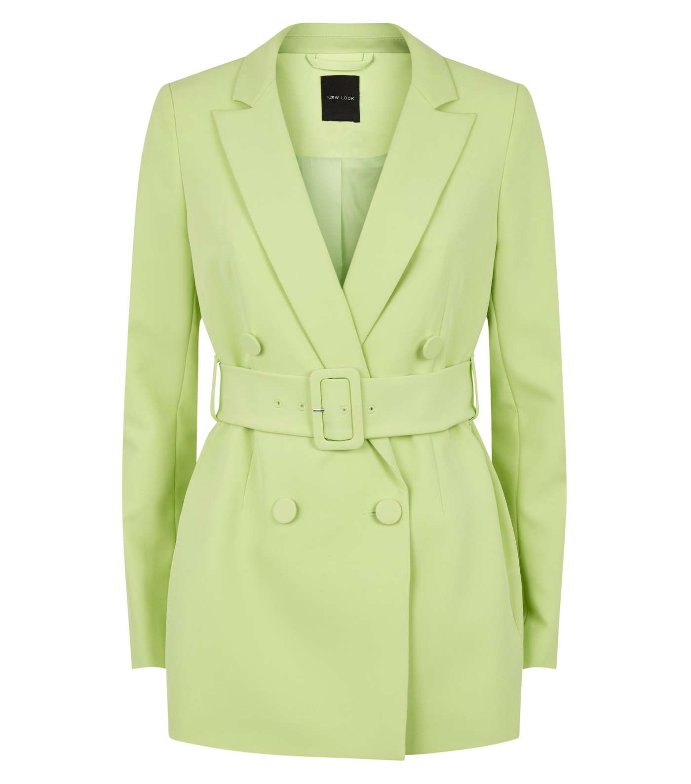 Green Neon Double Breasted Belted Blazer Image 5
