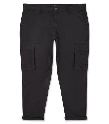 black cotton cargo trousers
