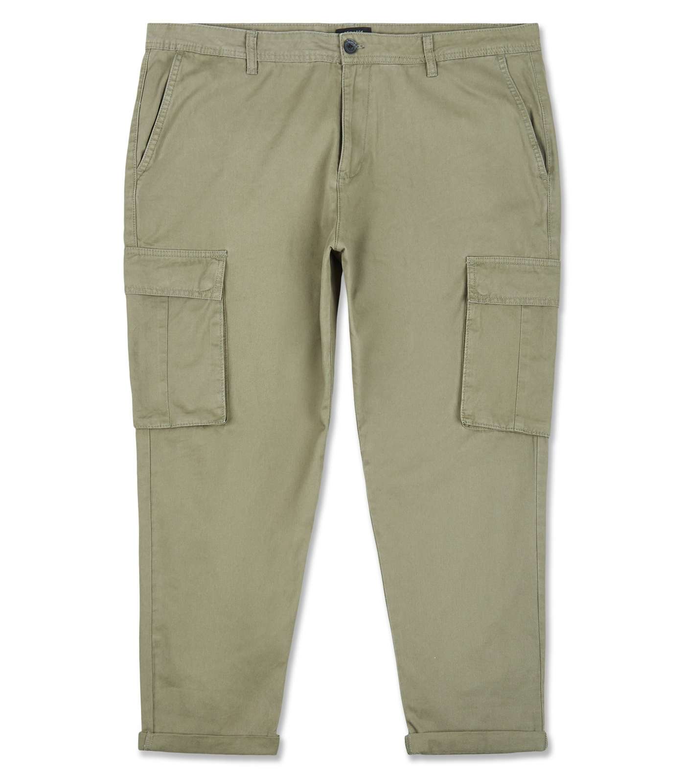 Plus Size Khaki Cotton Cargo Trousers Image 4