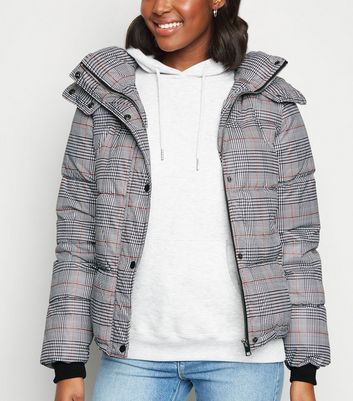 new look grey hooded puffer jacket