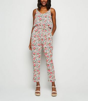 blue jumpsuit with flowers