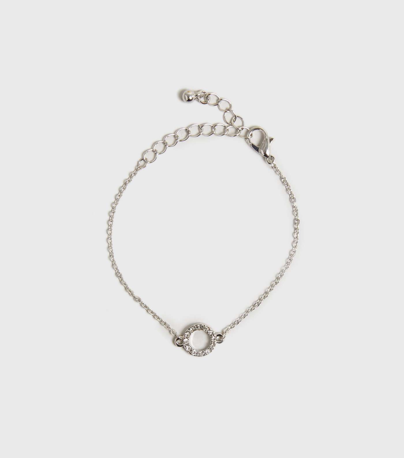 Silver Diamanté Circle Pendant Bracelet