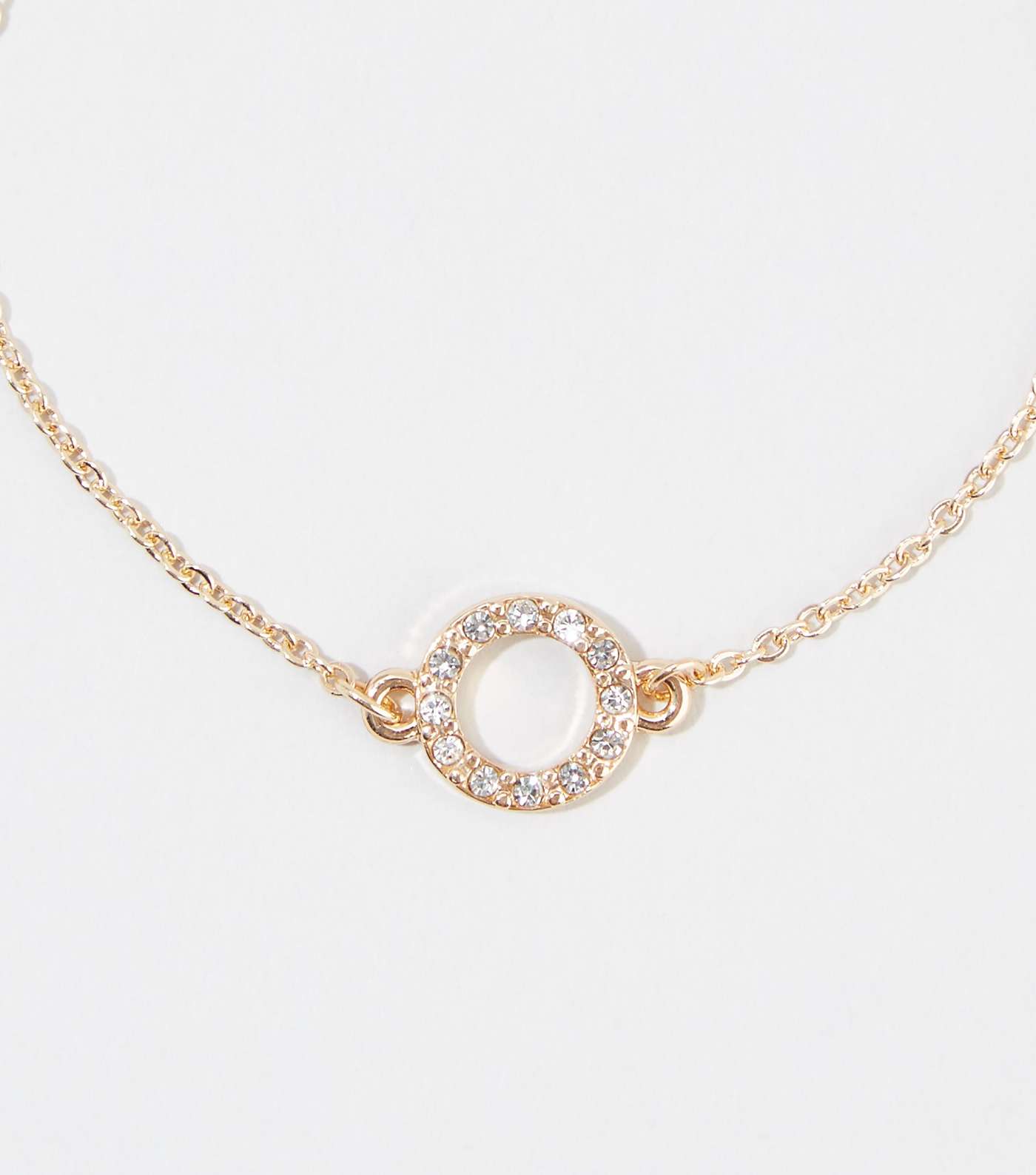 Gold Diamanté Circle Pendant Bracelet Image 2