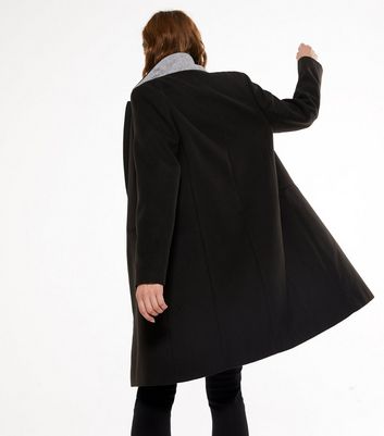 Black Revere Collar Long Coat | New Look