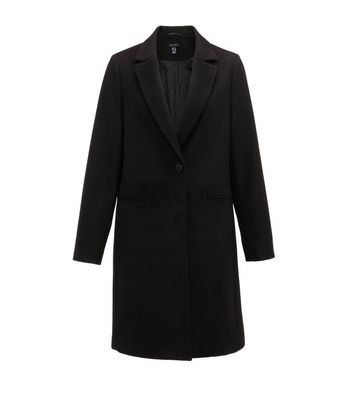 Black Revere Collar Long Coat | New Look