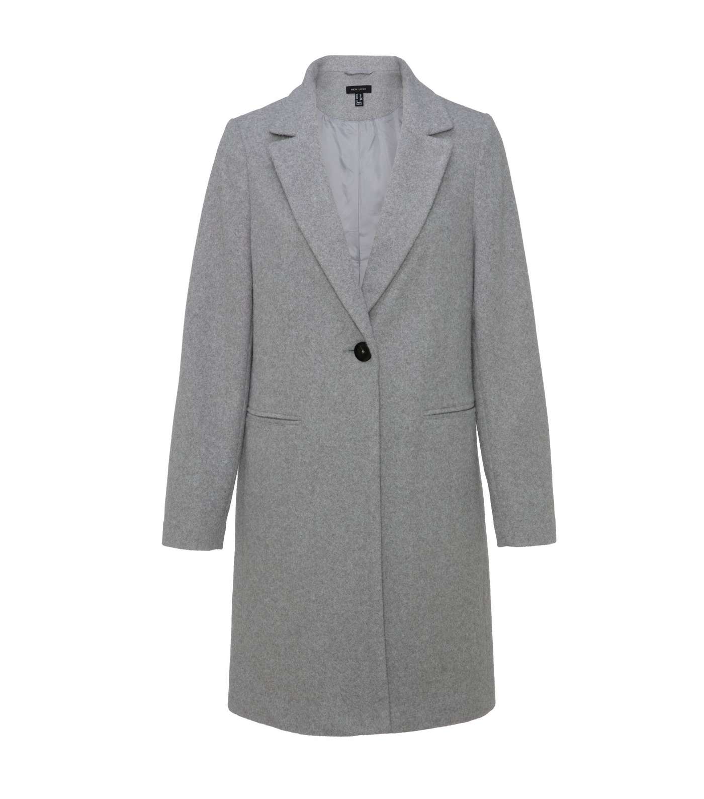 Pale Grey Revere Collar Long Coat Image 5