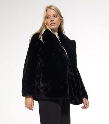 new look black fur coat