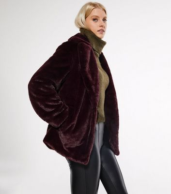 burgundy fur coat