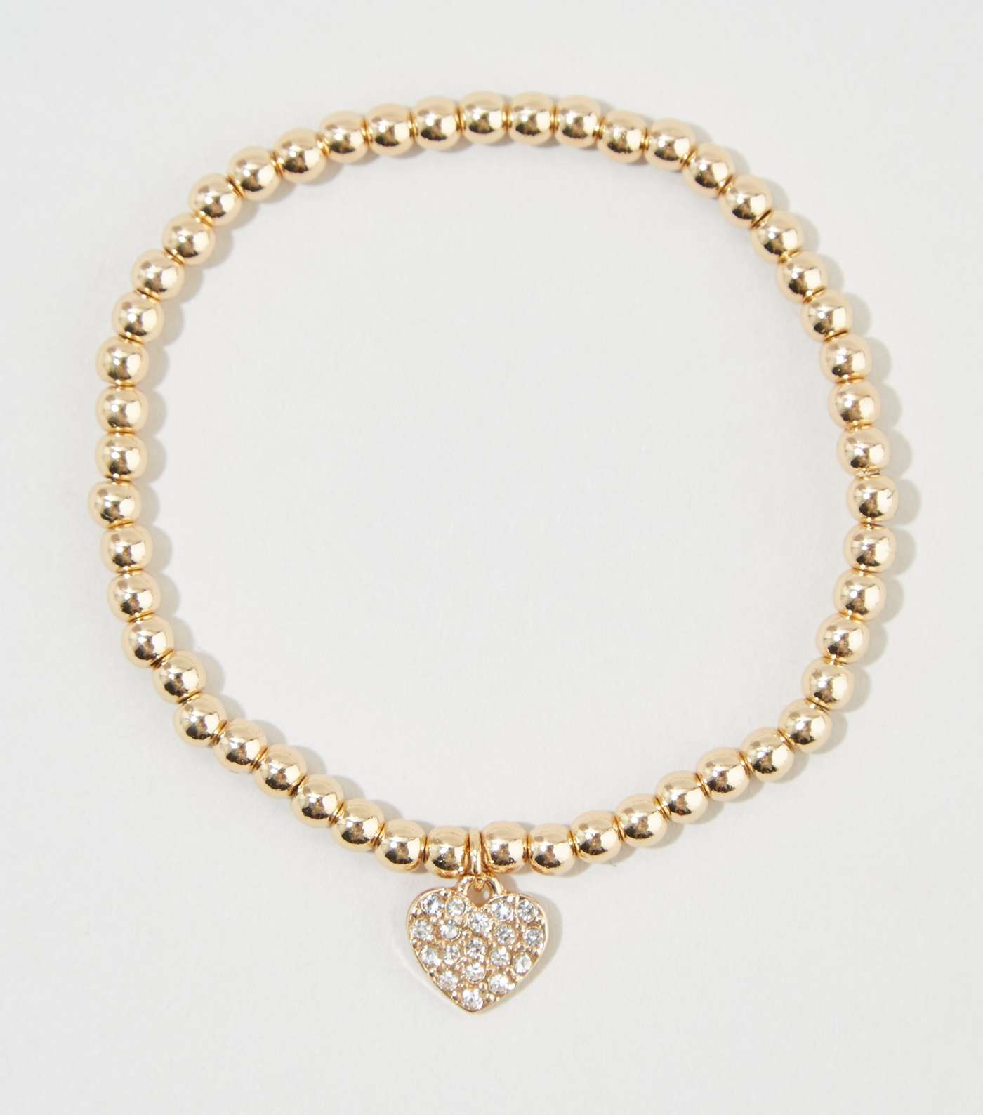 Gold Diamanté Heart Bead Bangle