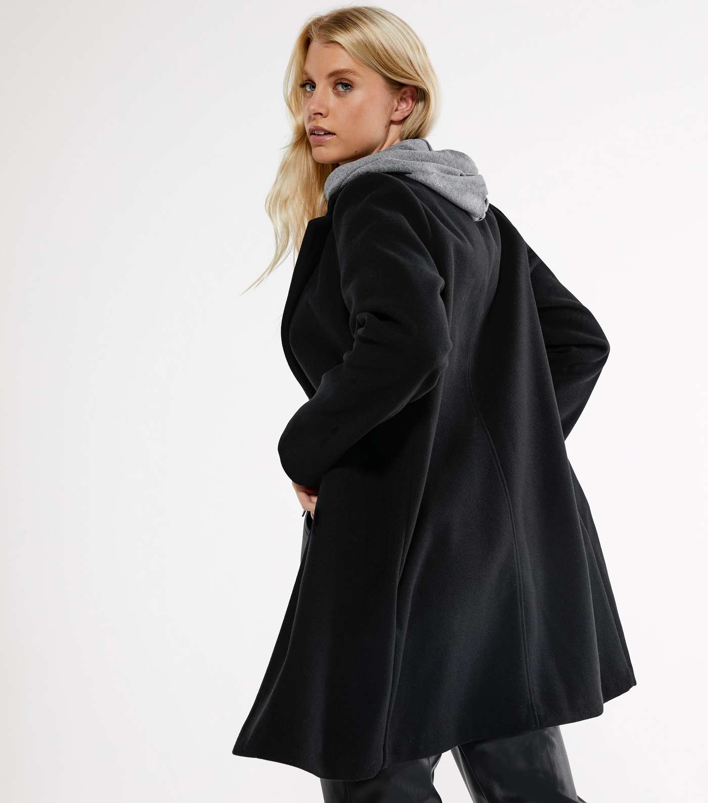 Black Revere Collar Long Formal Coat  Image 4