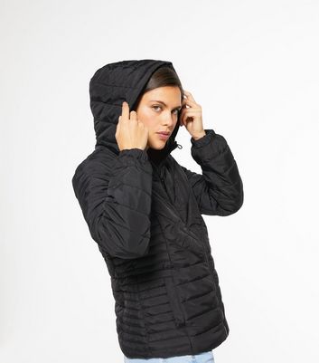 black jacket with grey hood