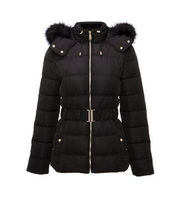 womens black jacket fur hood