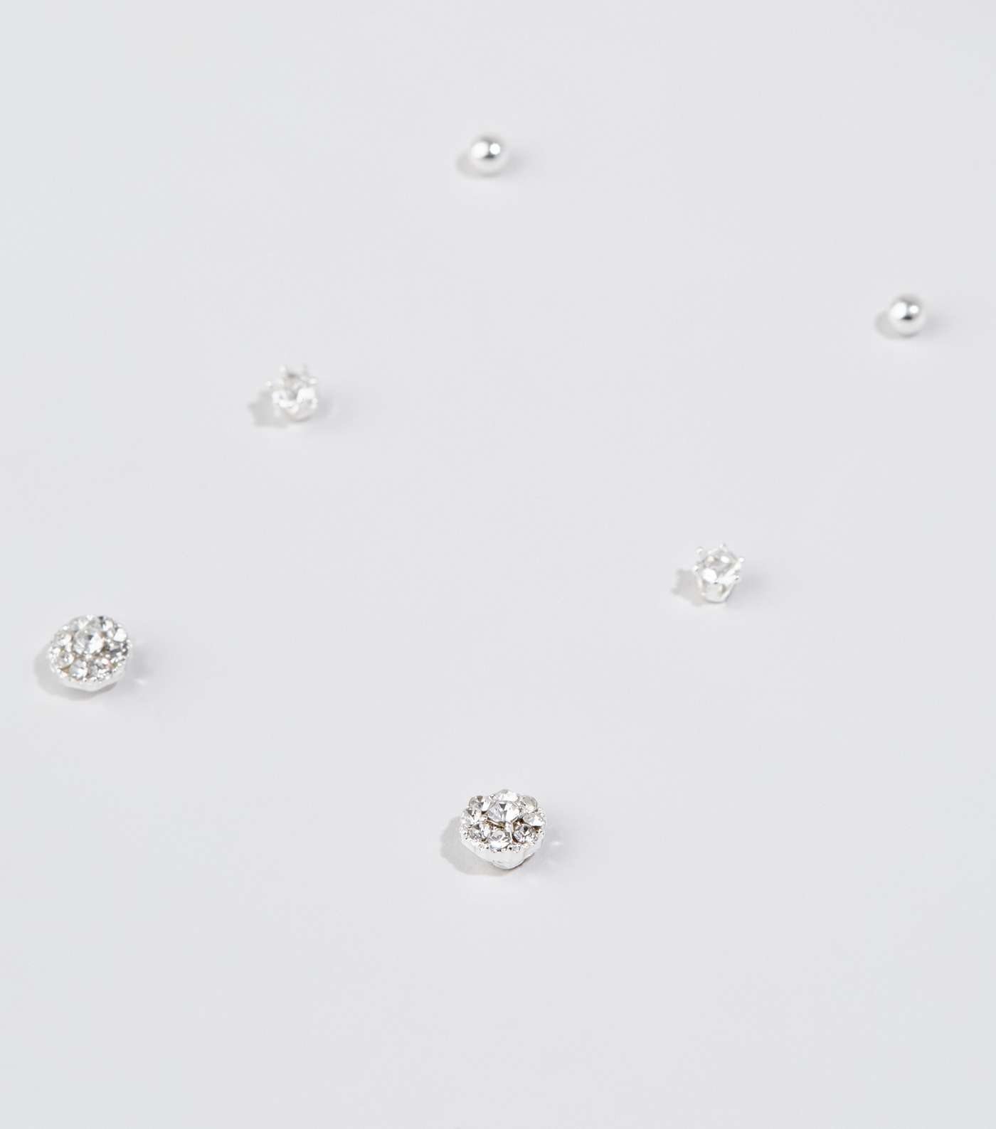 3 Pack Silver Diamanté Stud Earrings Image 3