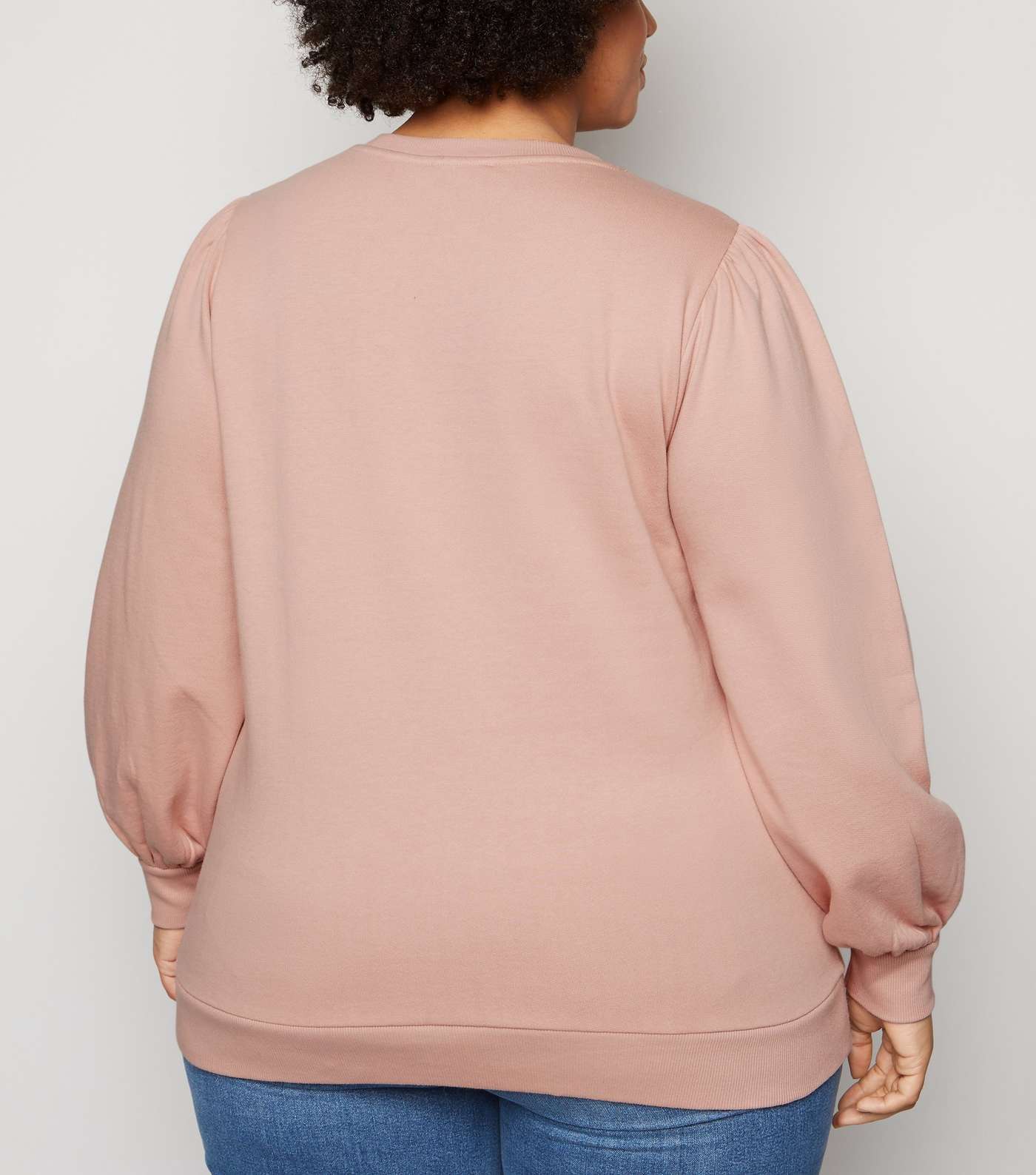 Curves Pink Puff Sleeve Sweatshirt Image 3