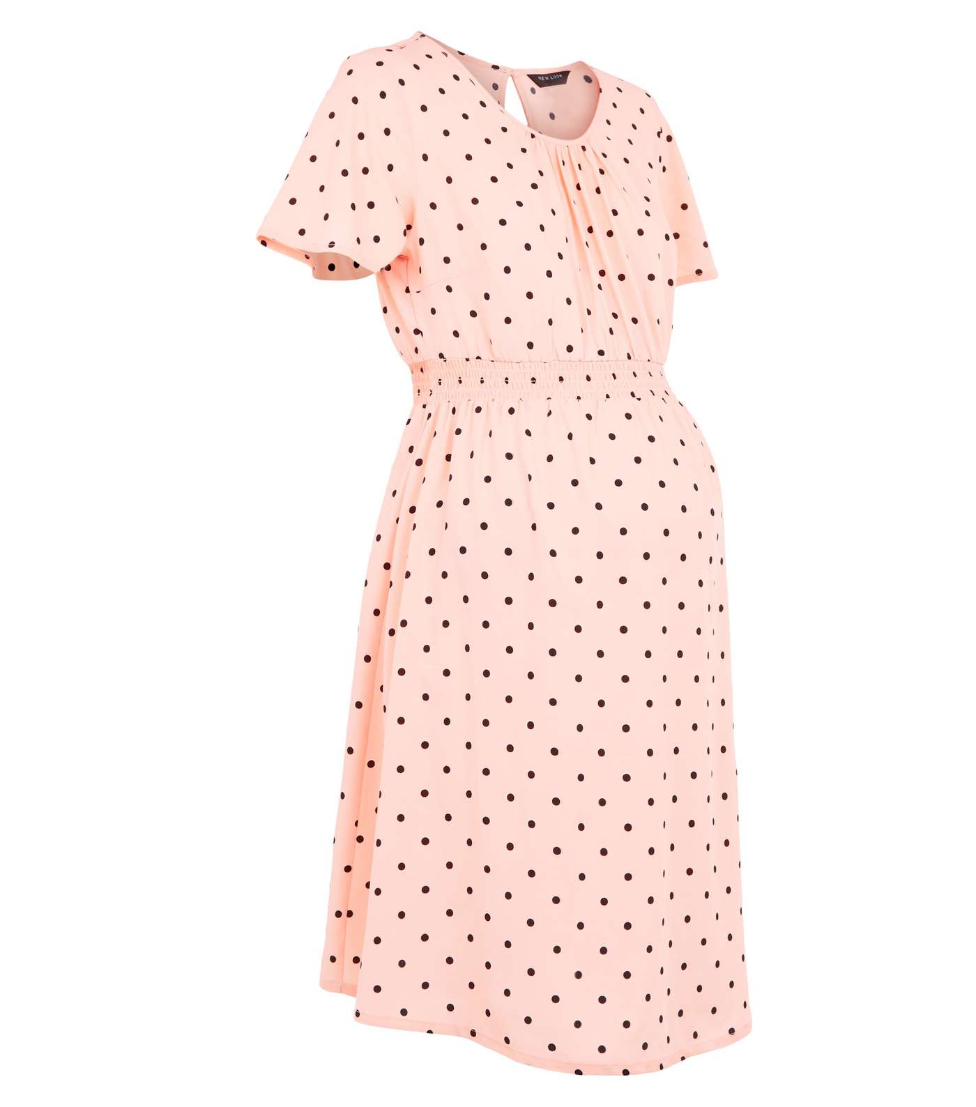 Maternity Pink Spot Shirred Waist Dress  Image 4