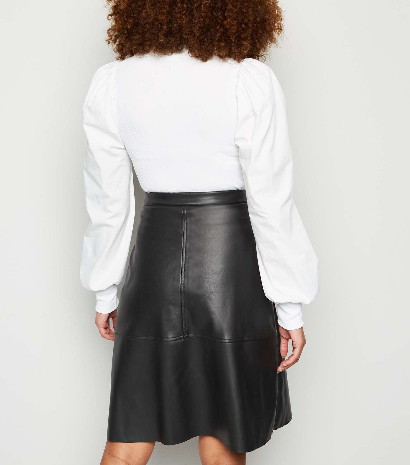 JDY Black Leather-Look High Waist Skirt Image 3