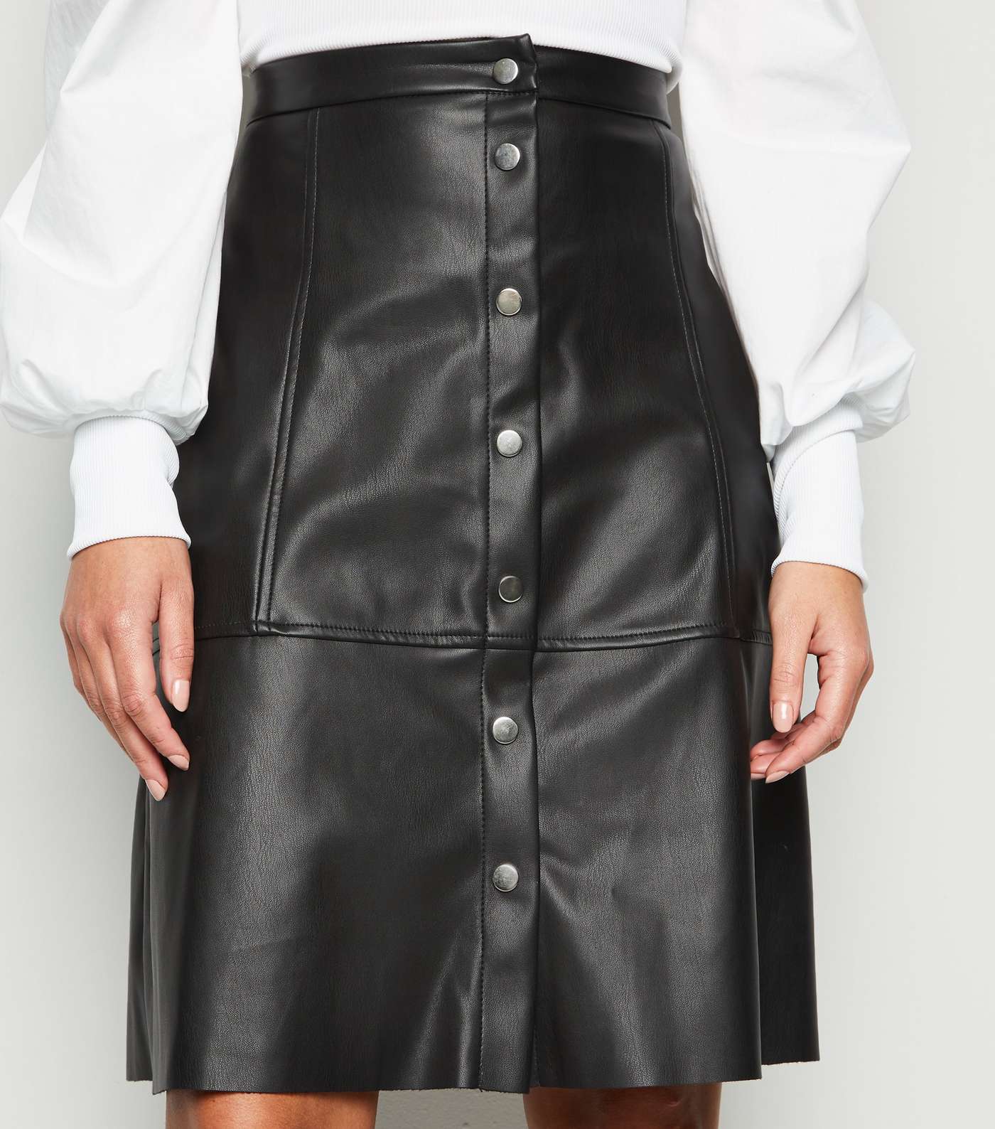 JDY Black Leather-Look High Waist Skirt Image 5