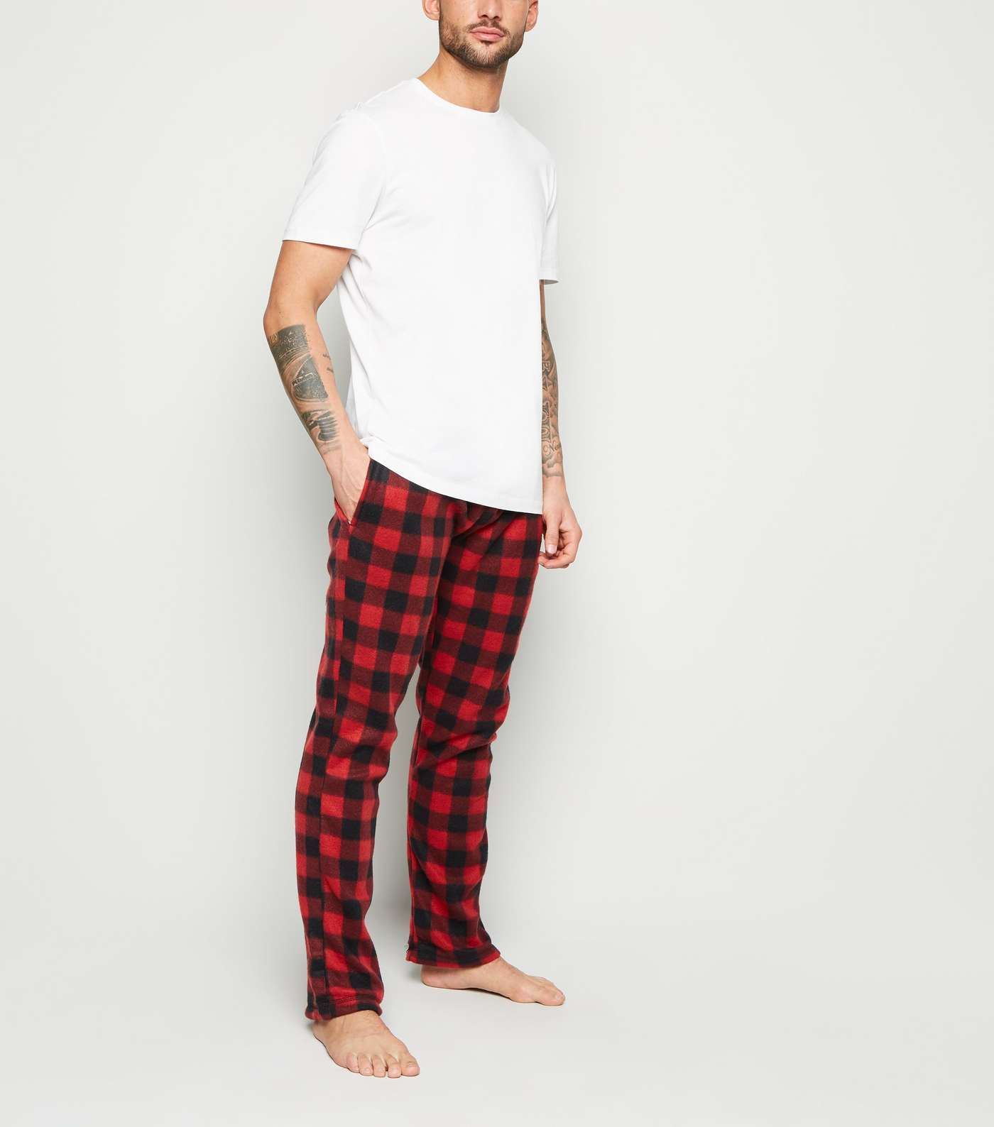 Red Check Fleece Pyjama Bottoms Image 2