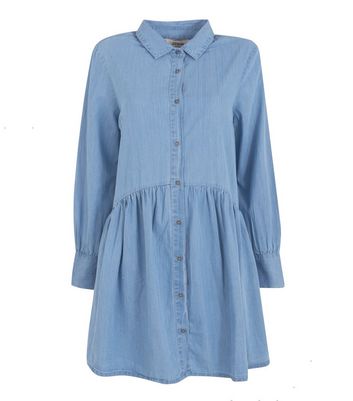new look denim button through dress