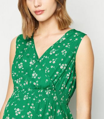 robe verte a fleur