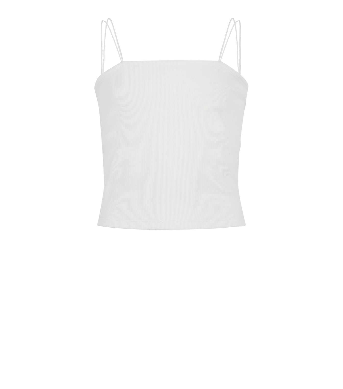 Girls White Ribbed Double Strap Cami Image 4