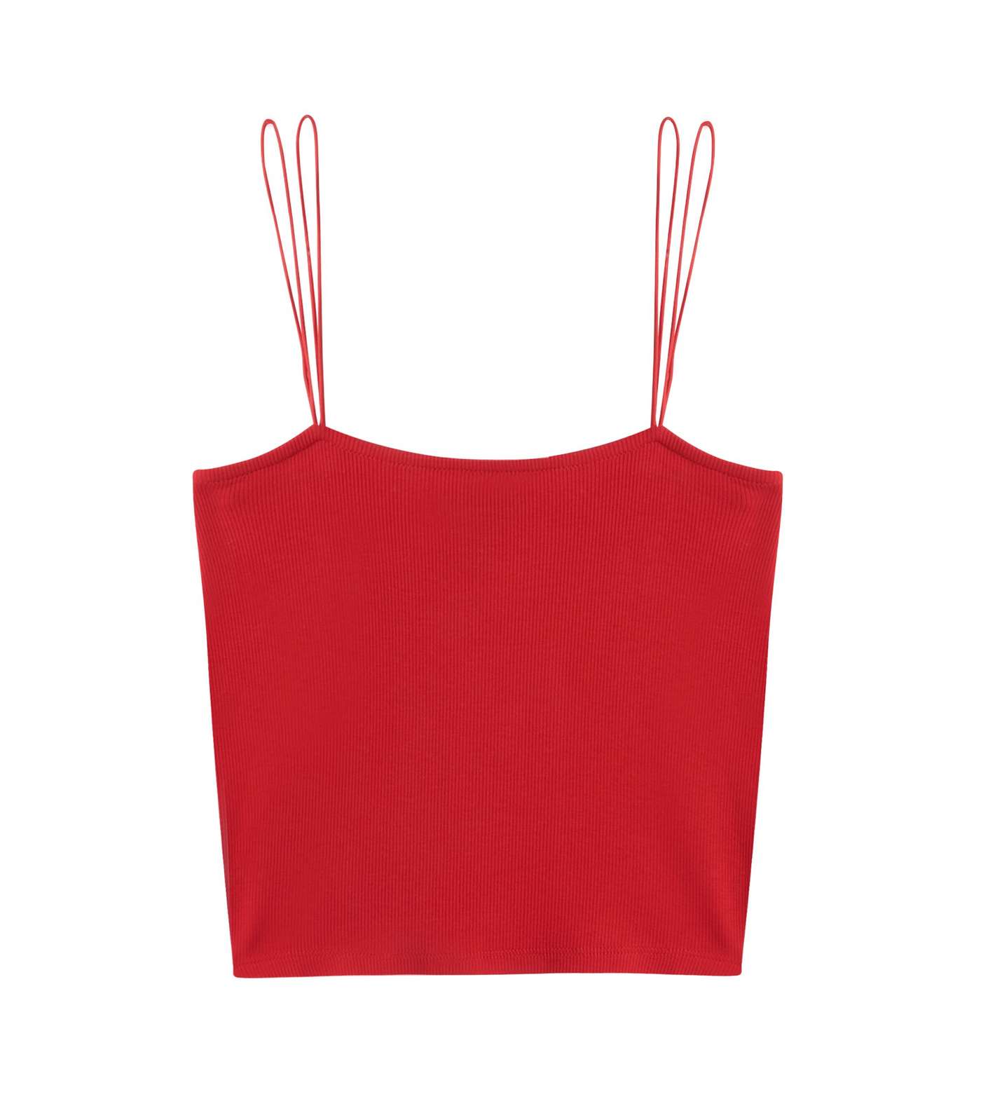 Girls Red Ribbed Double Strap Cami