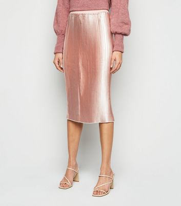 Metallic midi 2025 skirt rose gold