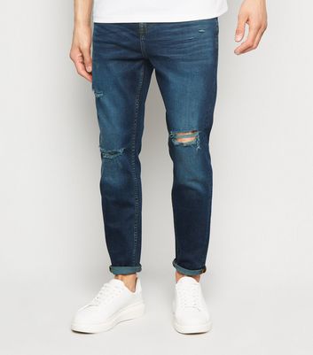 mens tapered ripped jeans