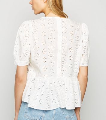 white broderie peplum top