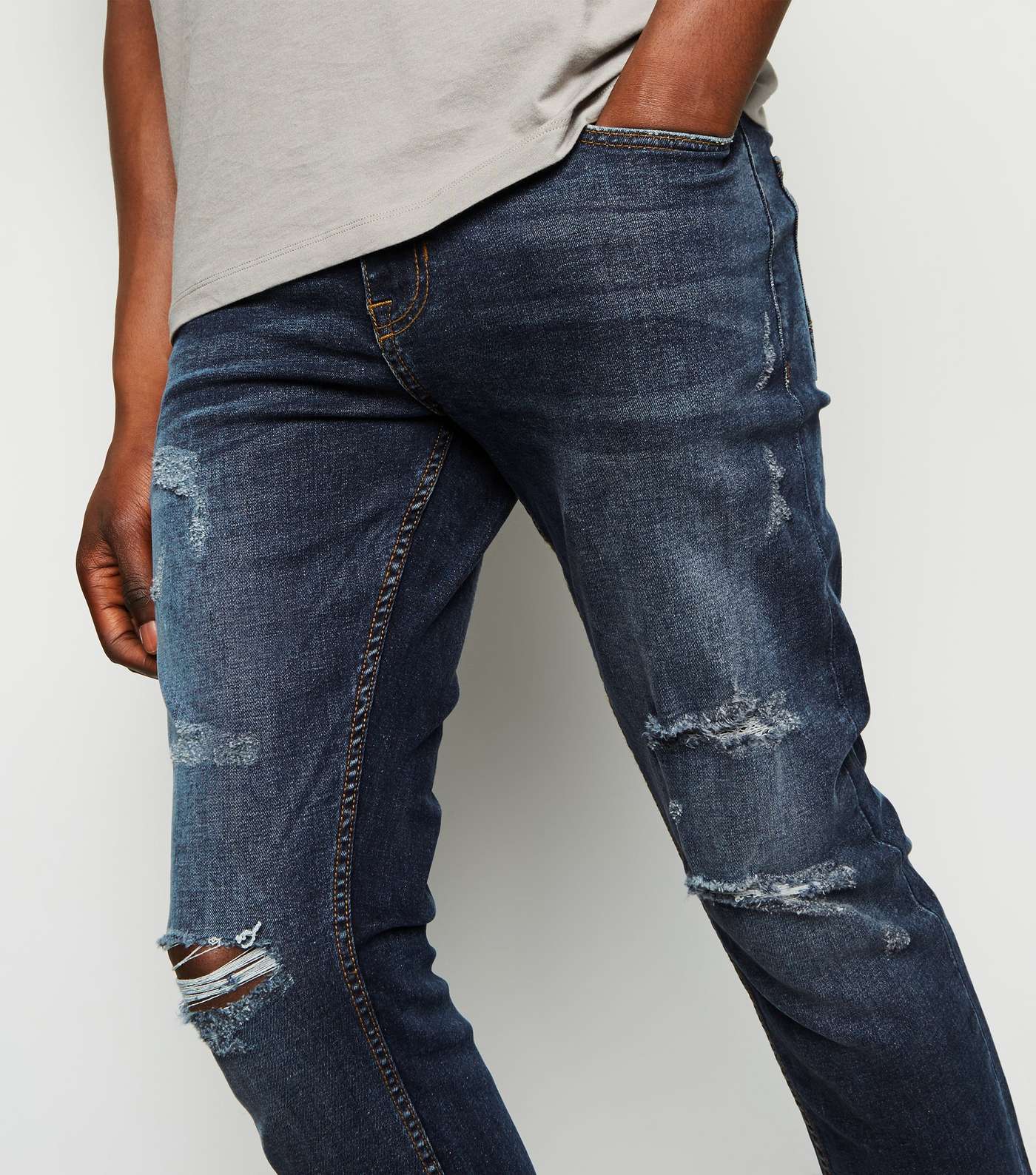 Indigo Ripped Slim Jeans Image 5