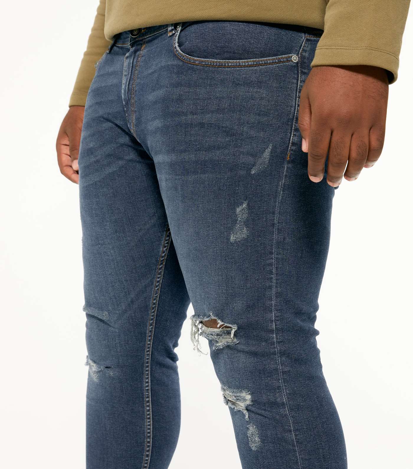Plus Size Indigo Ripped Slim Stretch Jeans Image 3
