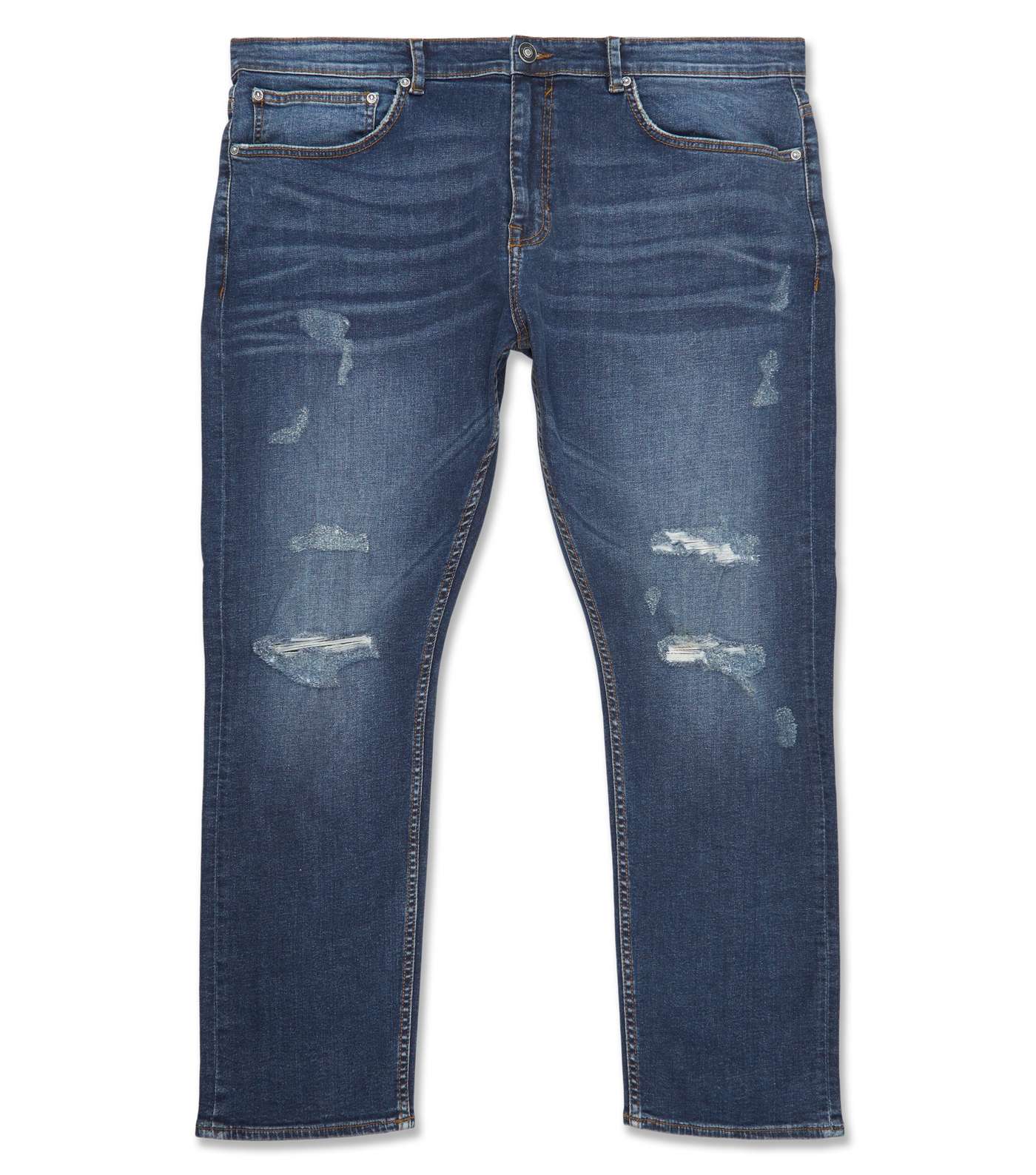 Plus Size Indigo Ripped Slim Stretch Jeans Image 5