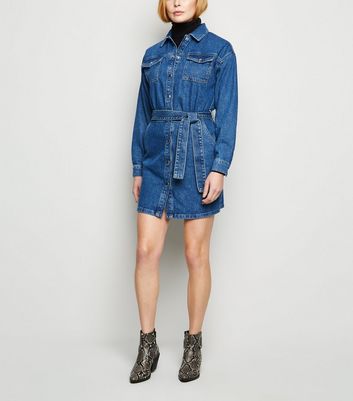 Blue Belted Denim Shirt Dress | New Look