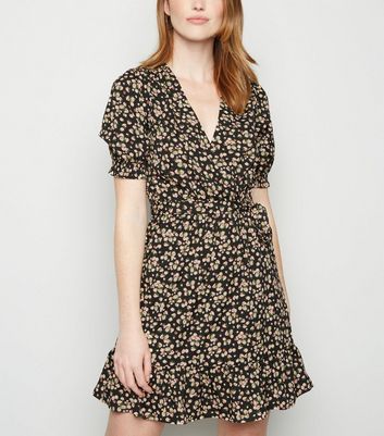 new look black wrap dress