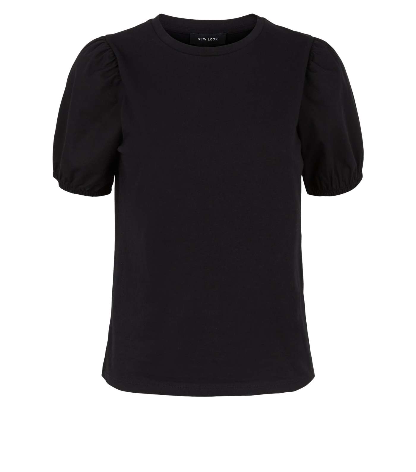 Black Woven Puff Sleeve T-Shirt Image 4