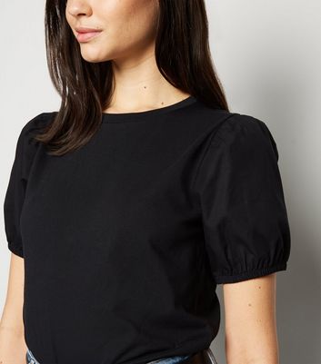 black puff sleeve t shirt