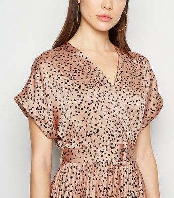 brown polka dot dress new look